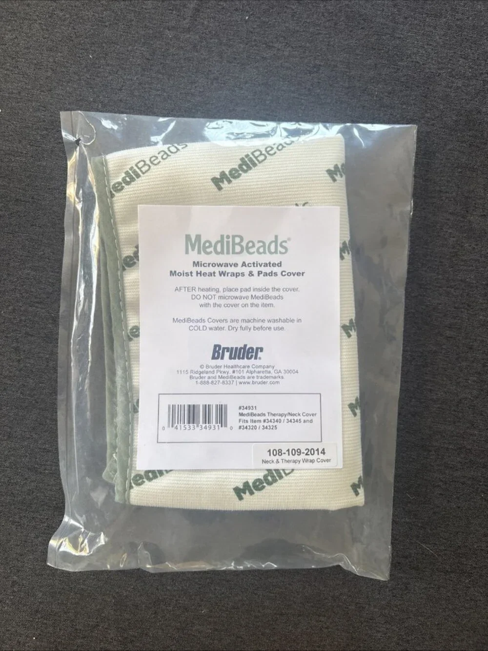 NEW Bruder MediBeads Microwave Activated Moist Heat Wrap & Pad *Cover Only*